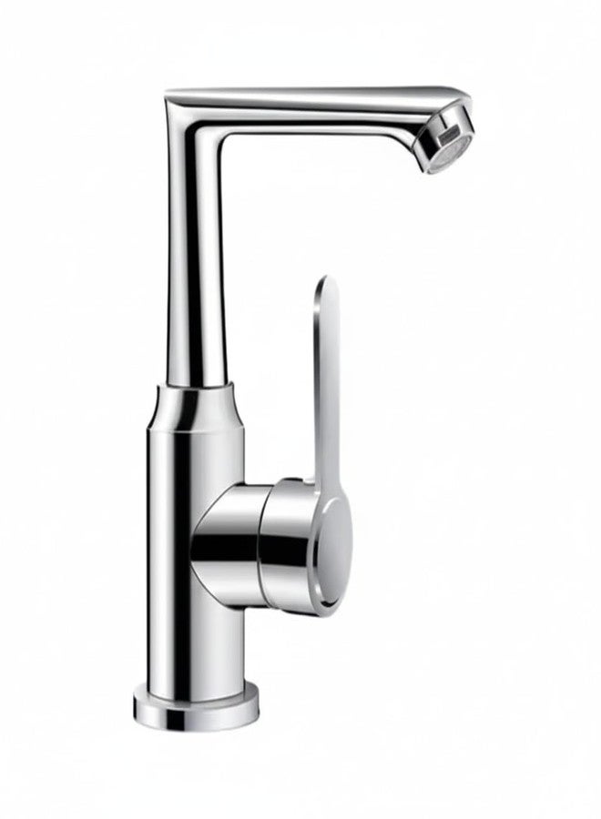Snevad Modern Chrome Shower Mixer Waterfall Spout 360 Degree Swivel Faucet Single Handle Desk Mounted Shower Faucet Premium Stainless Steel Bathroom Kitchen Tap Elegant Durable Stylish Design Finish - Image 1